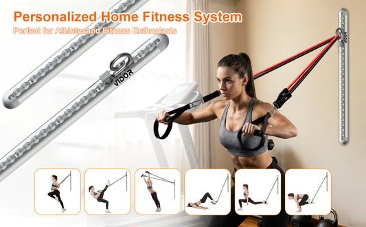 Adjustable Resistance Band Wall Anchor Anchor Exercise Equipment with Rails, Cars and 10-150LBS Exercise Bands Set