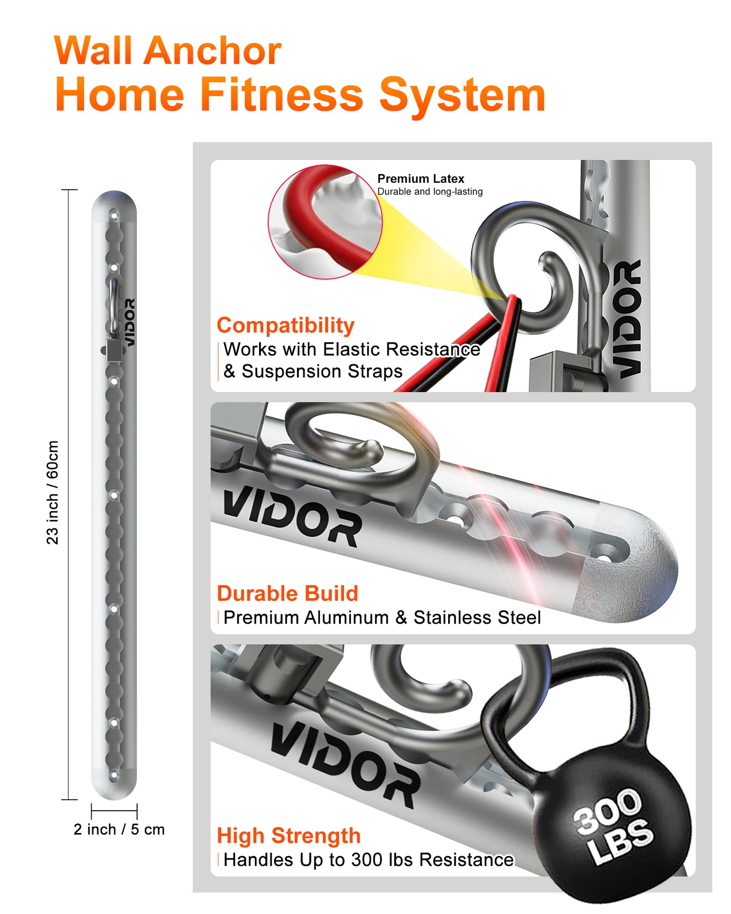 Adjustable Resistance Band Wall Anchor Anchor Exercise Equipment with Rails, Cars and 10-150LBS Exercise Bands Set