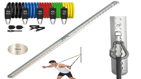 Adjustable Resistance Band Wall Anchor Anchor Exercise Equipment with Rails, Cars and 10-150LBS Exercise Bands Set